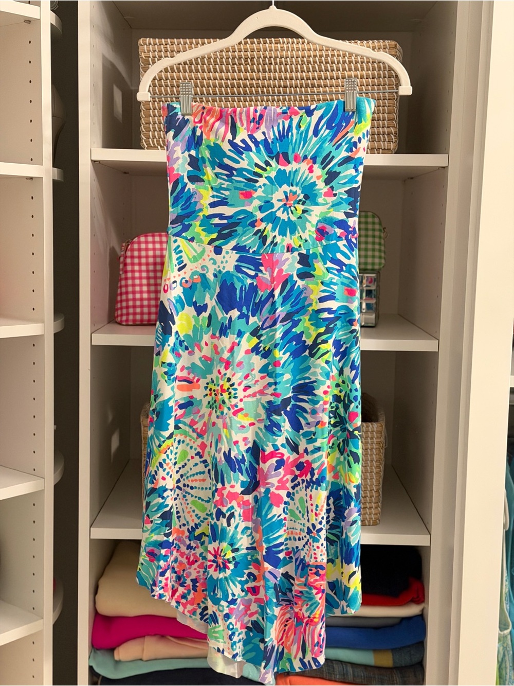 Lilly Pulitzer Strapless Maxi Dress Blue Floral Print XS